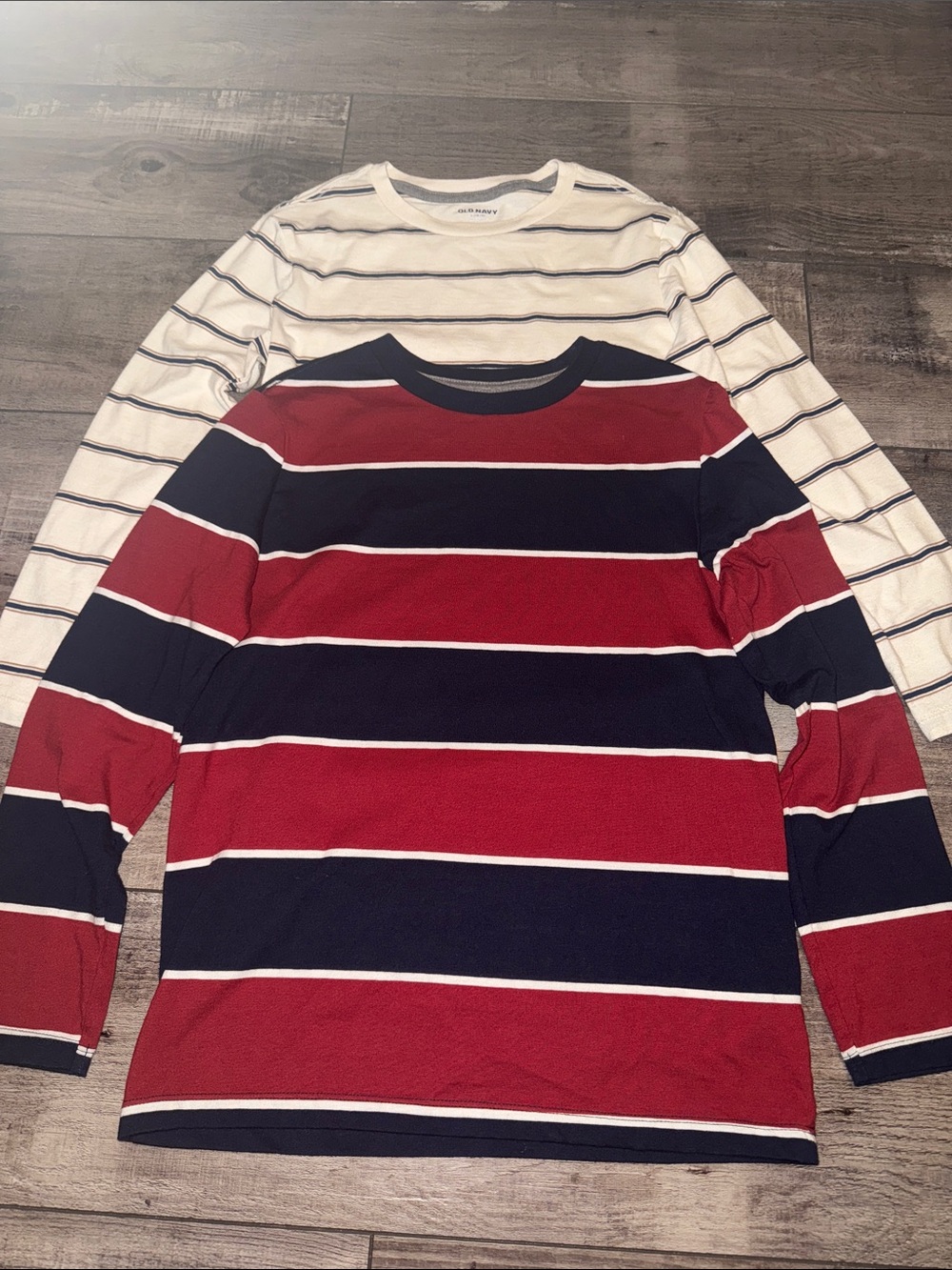 Two long sleeve old navy striped shirts